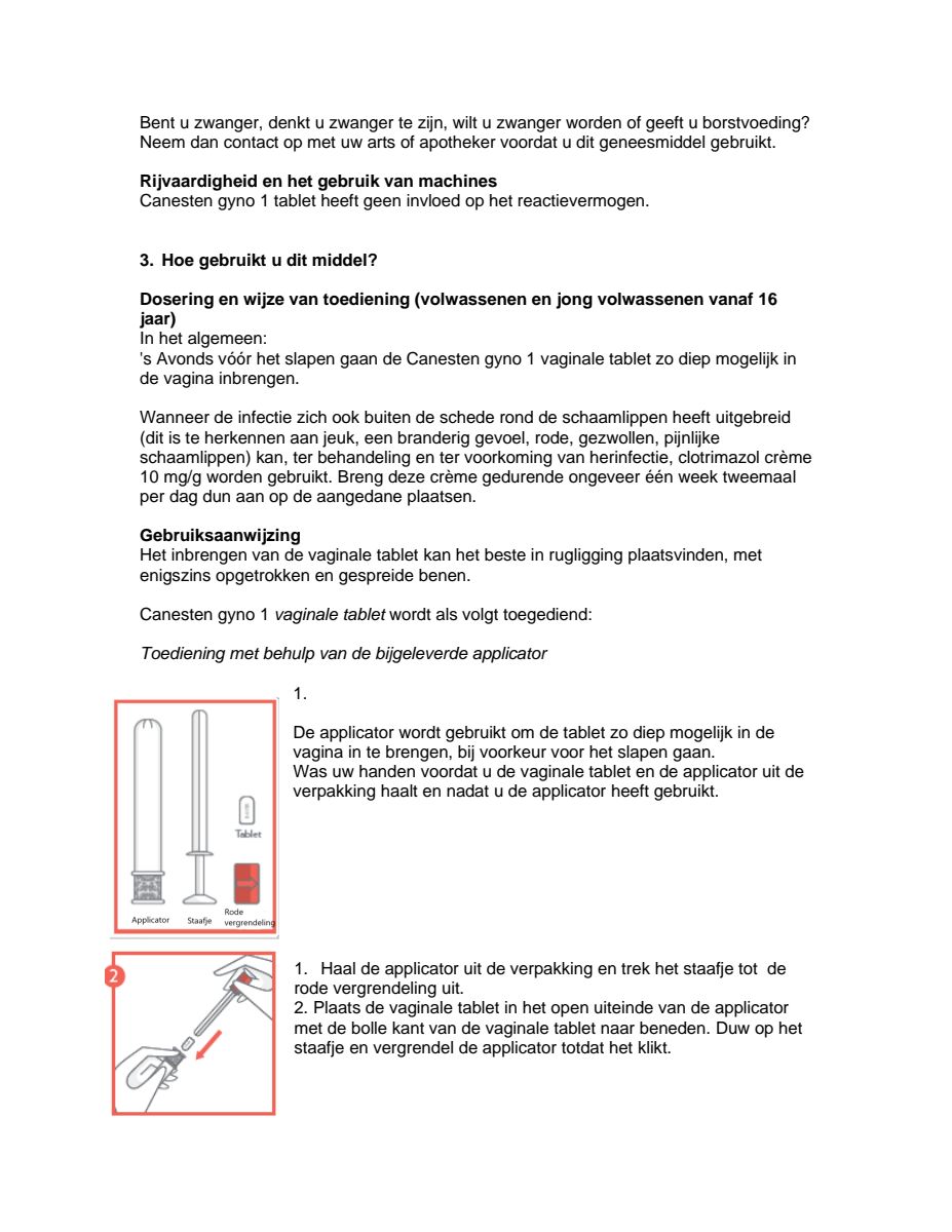Canesten Gyno 1 Tablet - 1 daagse behandeling afbeelding van document #3, leaflet