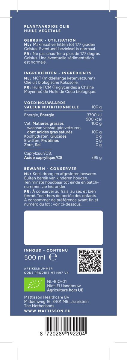 Biologische MCT Olie C8 afbeelding van document #1, label