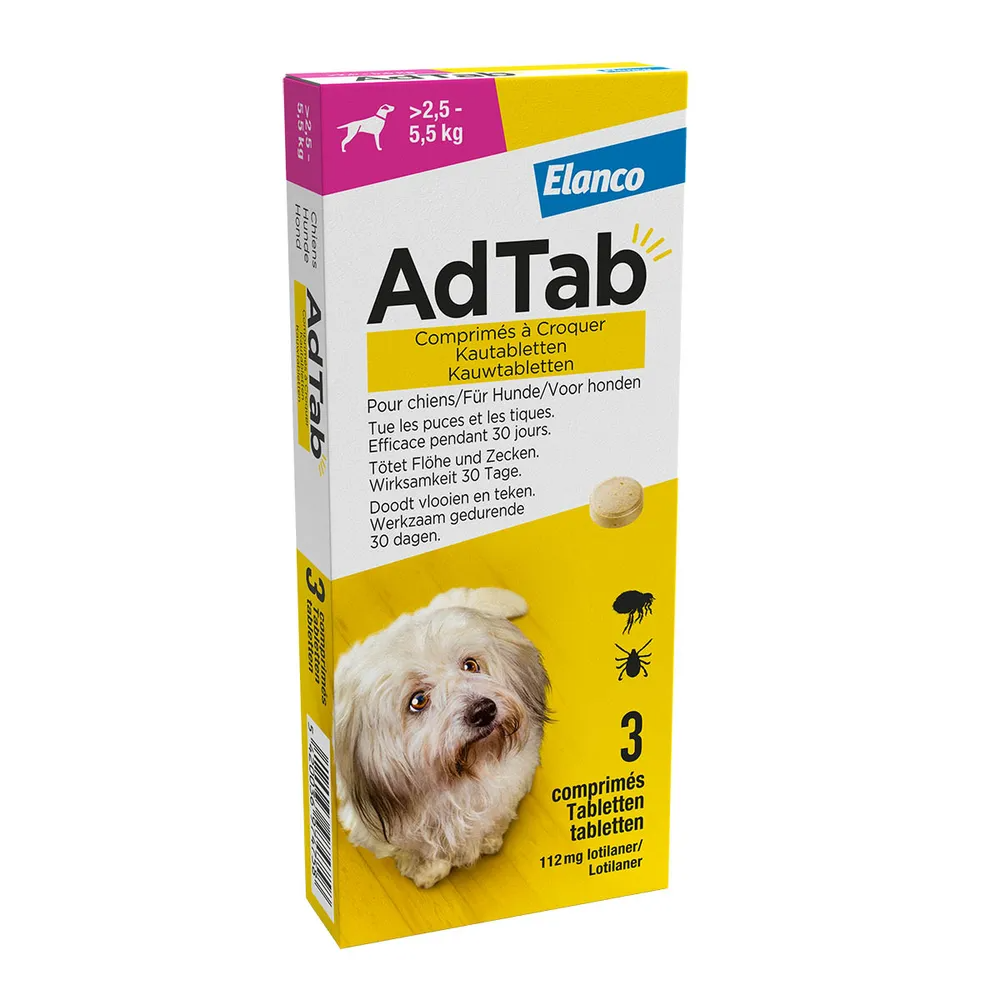 Advantage AdTab Hond 2,5 - 5,5 kg Kauwtabletten afbeelding