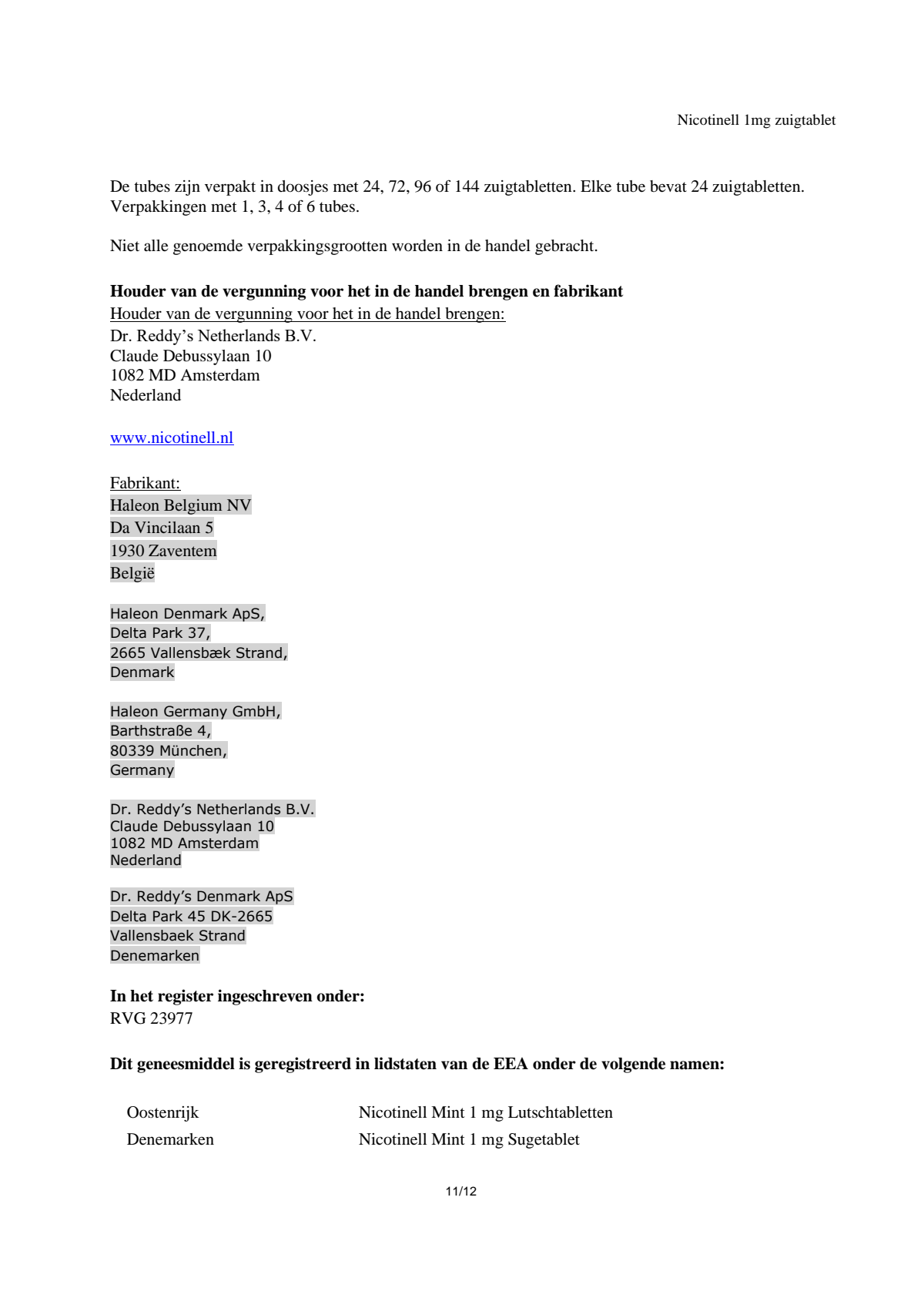 Zuigtabletten Mint 1 mg - voor stoppen met roken afbeelding van document #11, leaflet