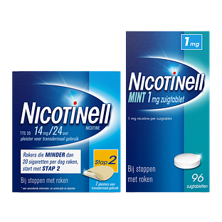 Nicotinell Combineer Pleister 14 mg (7st) en Zuigtablet Mint 1 mg (96st) - 2 Stuks
