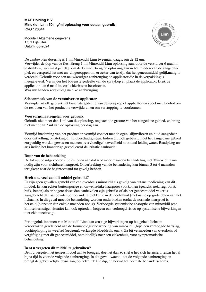 Minoxidil Linn 50 mg/ml oplossing afbeelding van document #4, leaflet