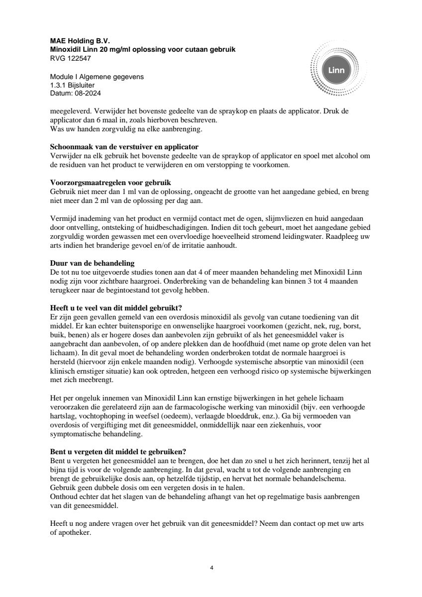 Minoxidil Linn 20 mg/ml oplossing afbeelding van document #4, leaflet