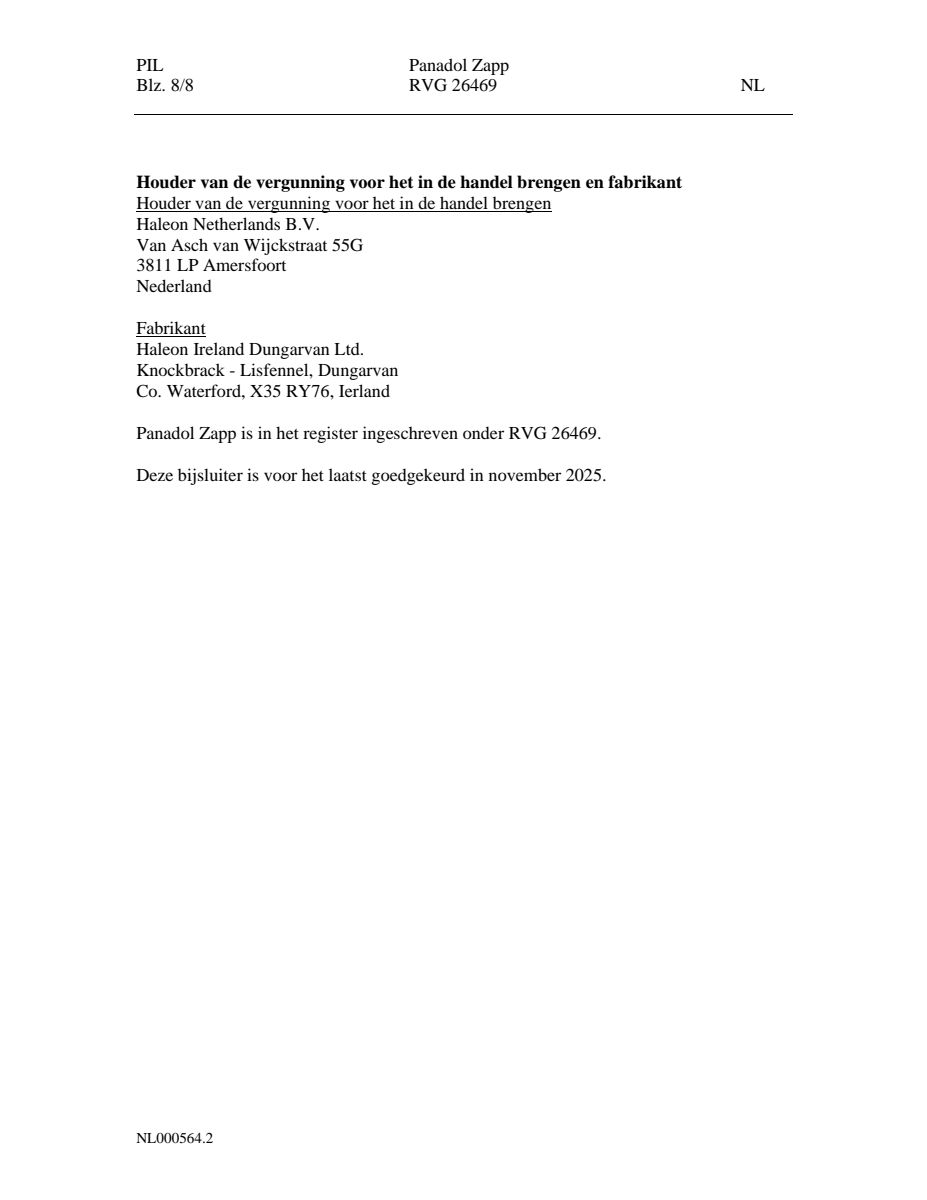 Zapp 500 mg Filmomhulde Tabletten afbeelding van document #8, leaflet
