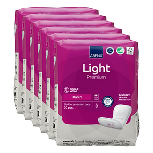 ABENA Light Premium Mini 1 Inlegverband - Multiverpakking 6x20ST ABENA Light Premium Mini 1 Inlegverband - Multiverpakking 6x20ST