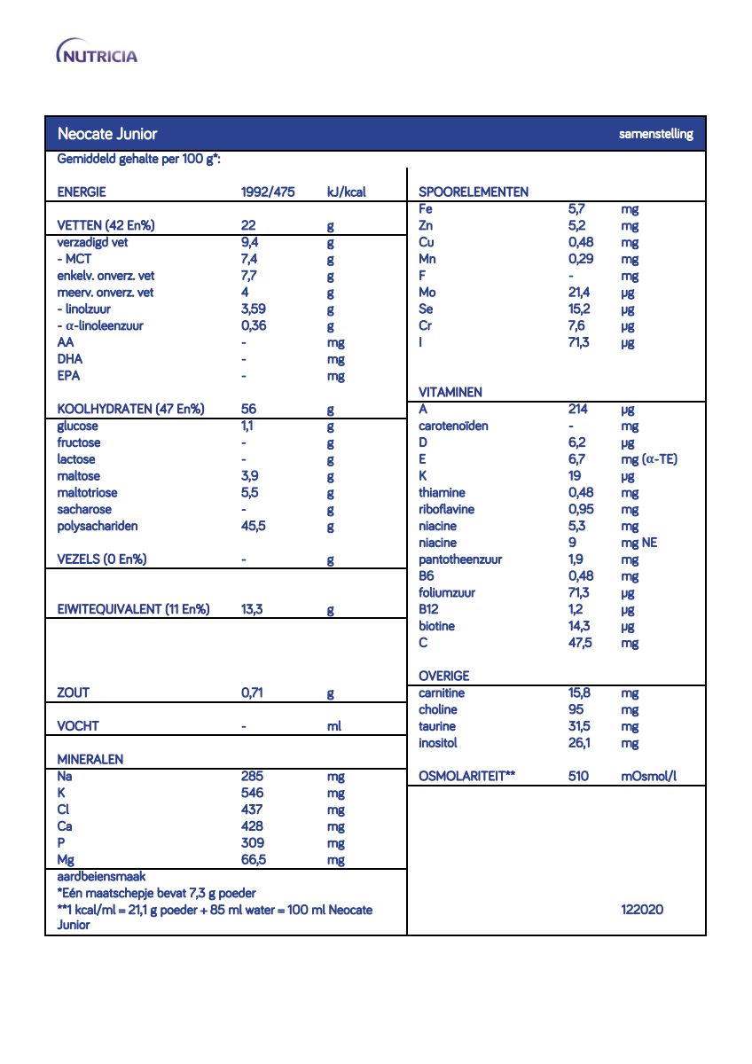 Neocate Junior 1+ Jaar Aardbei afbeelding van document #1, info_folder