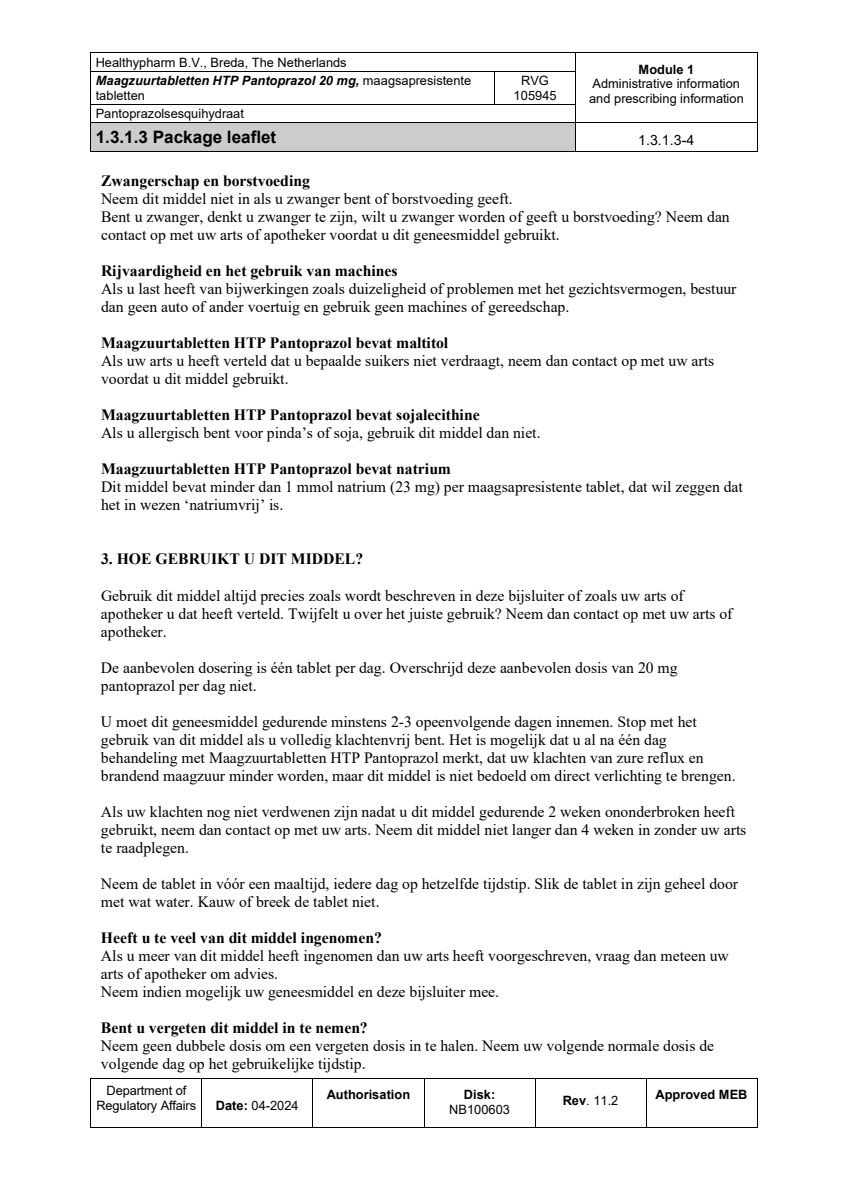 Maagzuurremmer Pantoprazol 20mg Tabletten afbeelding van document #4, leaflet