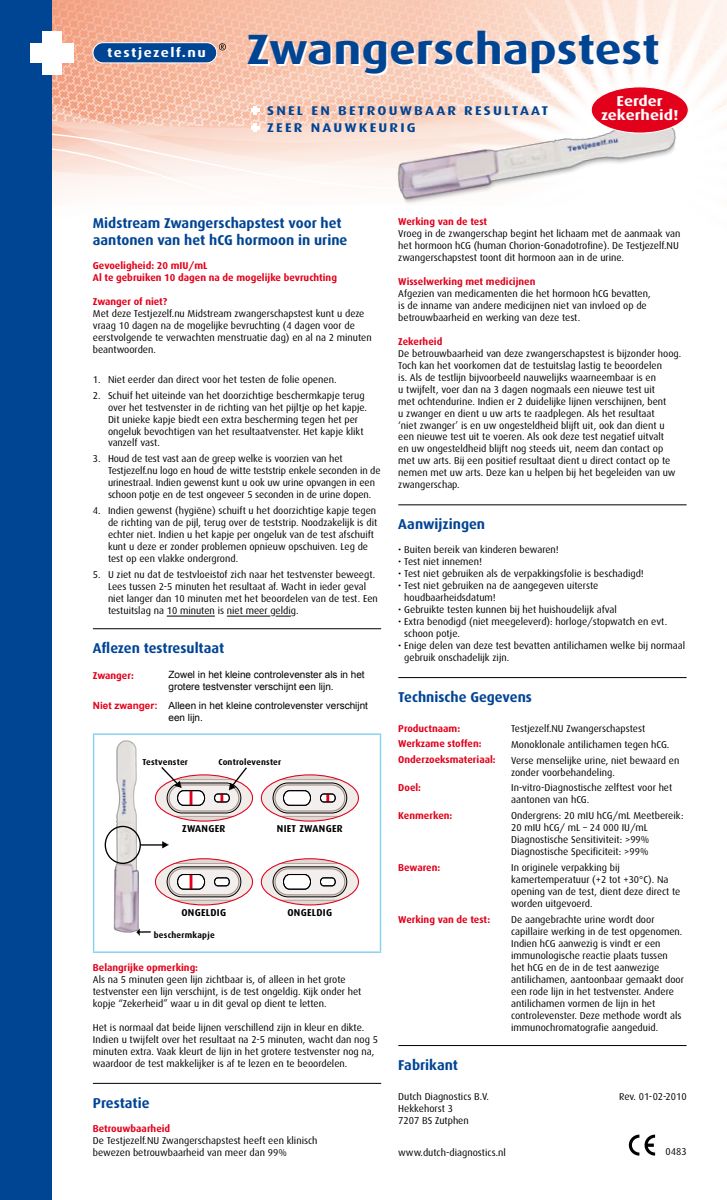 Zwangerschapstest afbeelding van document #1, instructions
