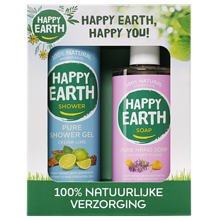 Happy Earth Giftset Cedar Lime Showergel & Lavender Ylang Handsoap 1ST Happy Earth Giftset Cedar Lime Showergel & Lavender Ylang Handsoap 1ST