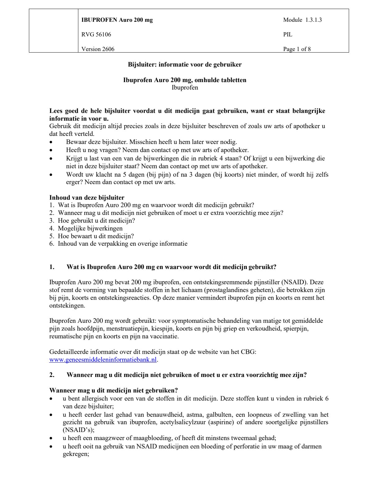 Ibuprofen 200mg afbeelding van document #1, leaflet