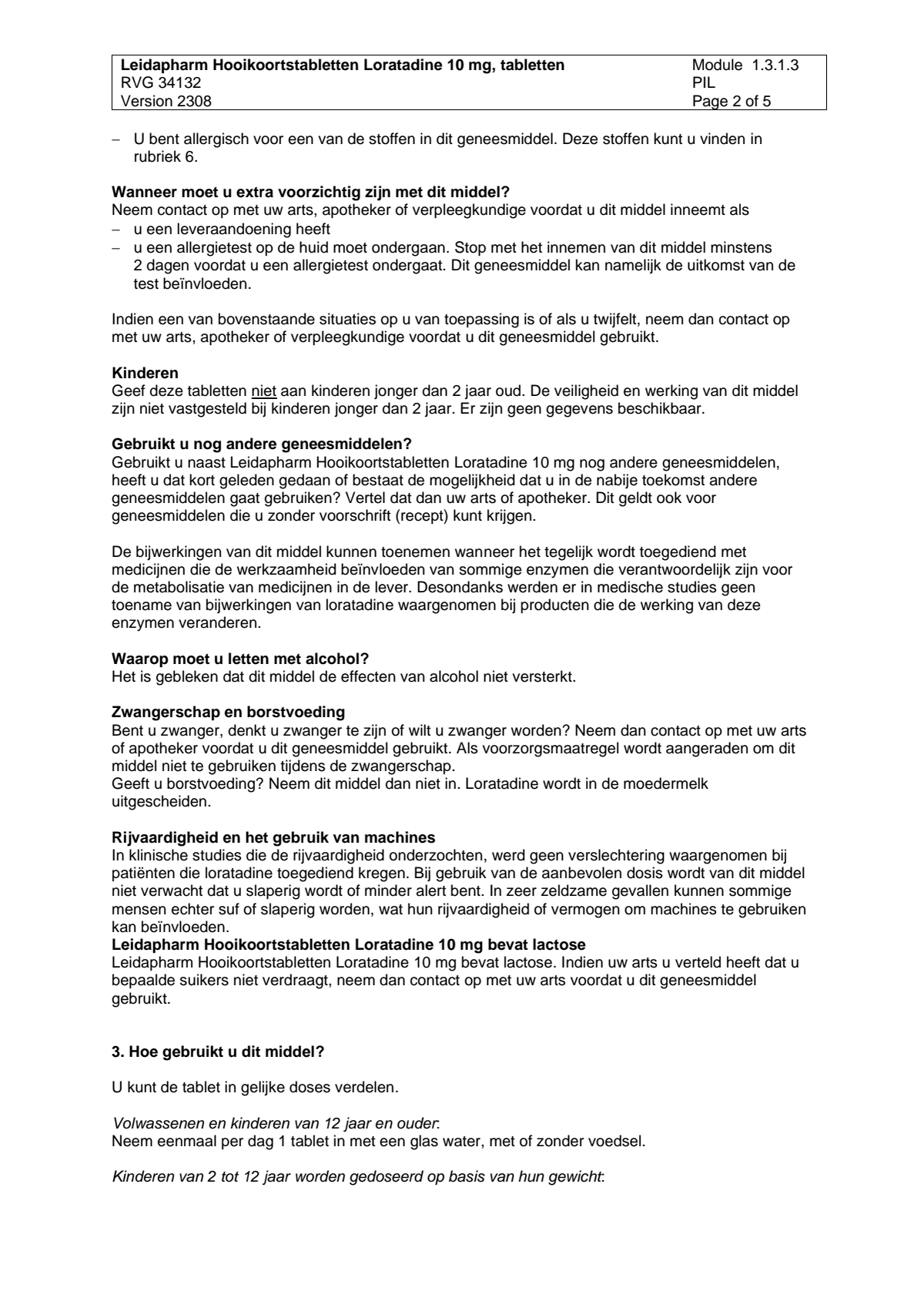 Hooikoorts Loratadine Tabletten afbeelding van document #2, leaflet