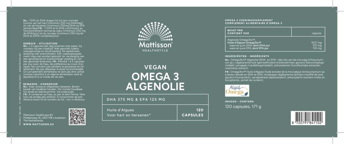 Vegan Omega-3 Algenolie afbeelding van document #1, label