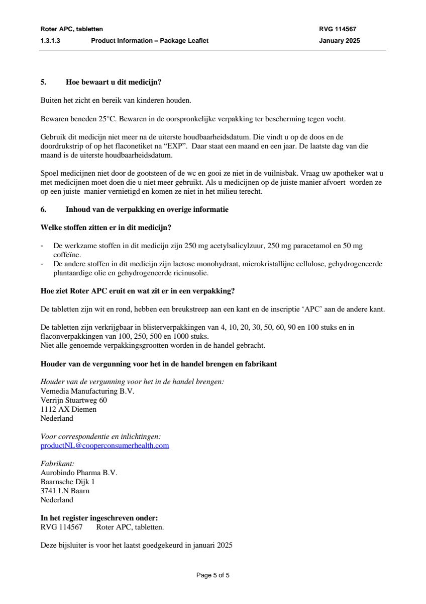 APC Tabletten afbeelding van document #5, leaflet