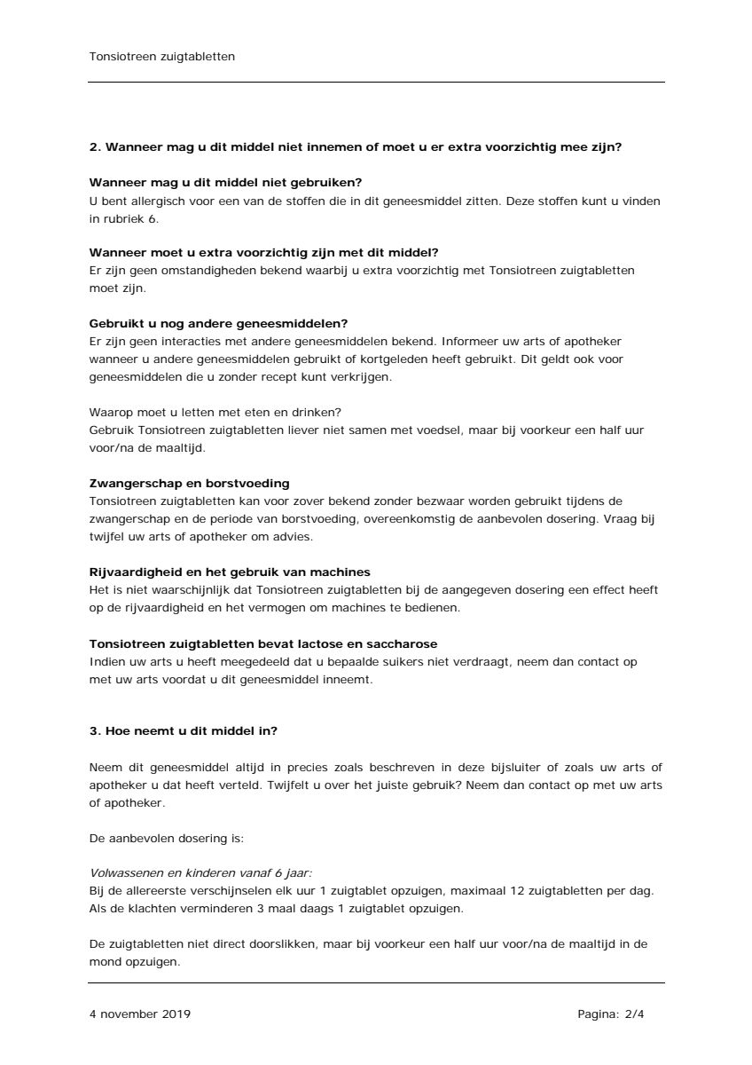 Tonsiotreen Zuigtabletten afbeelding van document #2, leaflet