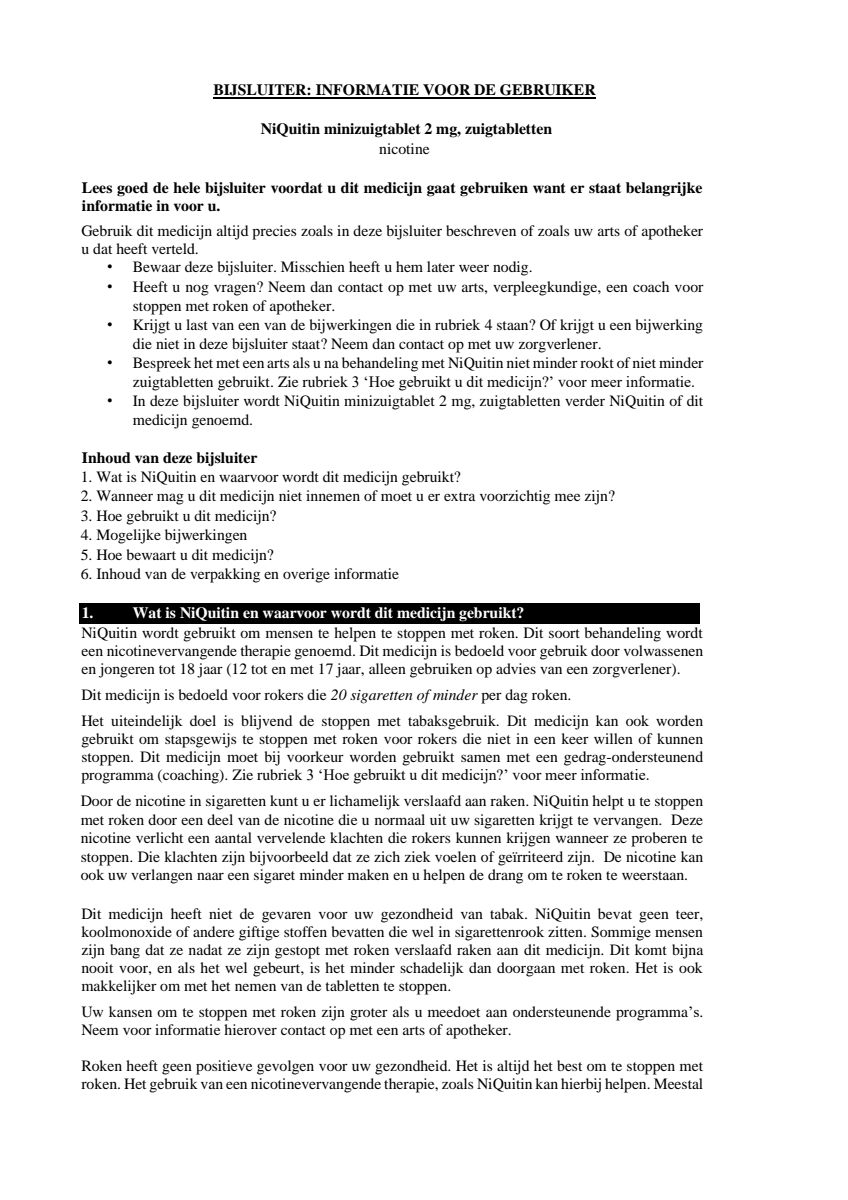 Minizuigtabletten Mint 2.0mg + Clear Pleisters 21mg Stap 1 Combi afbeelding van document #1, leaflet