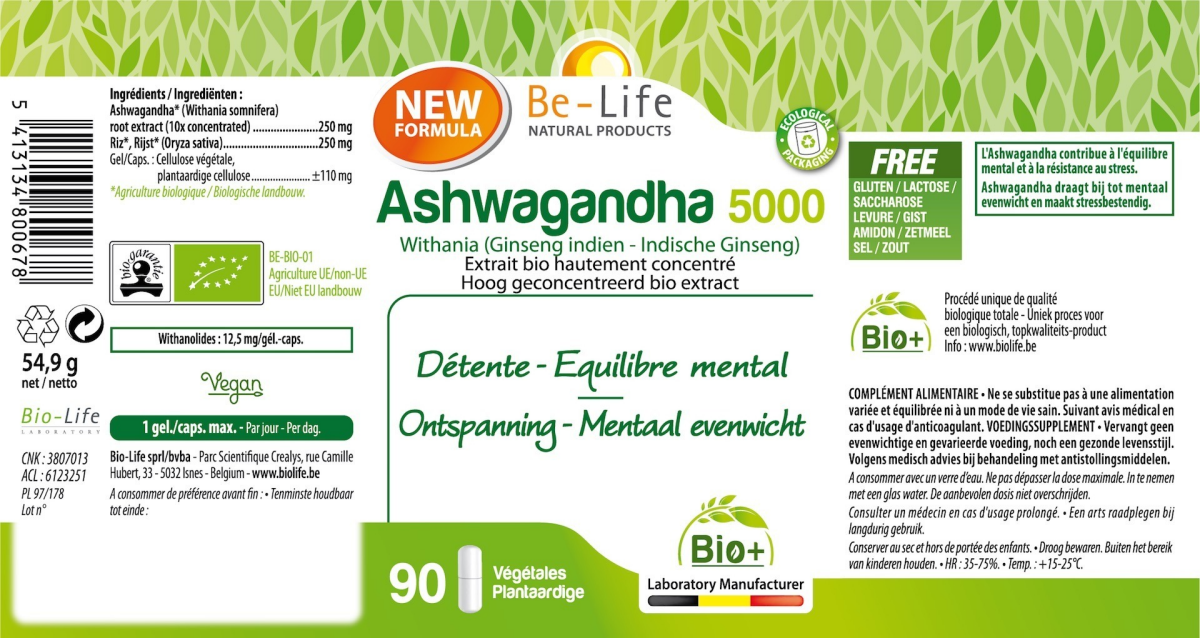 Ashwagandha 5000 Capsules afbeelding van document #1, label