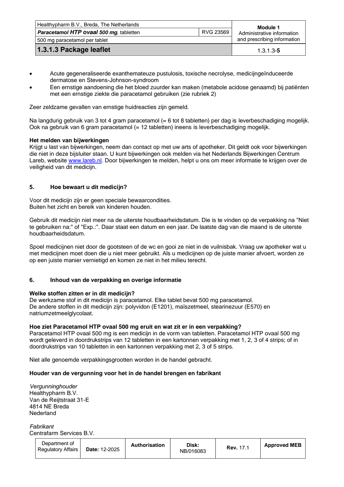 Paracetamol 500mg Caplet afbeelding van document #5, leaflet