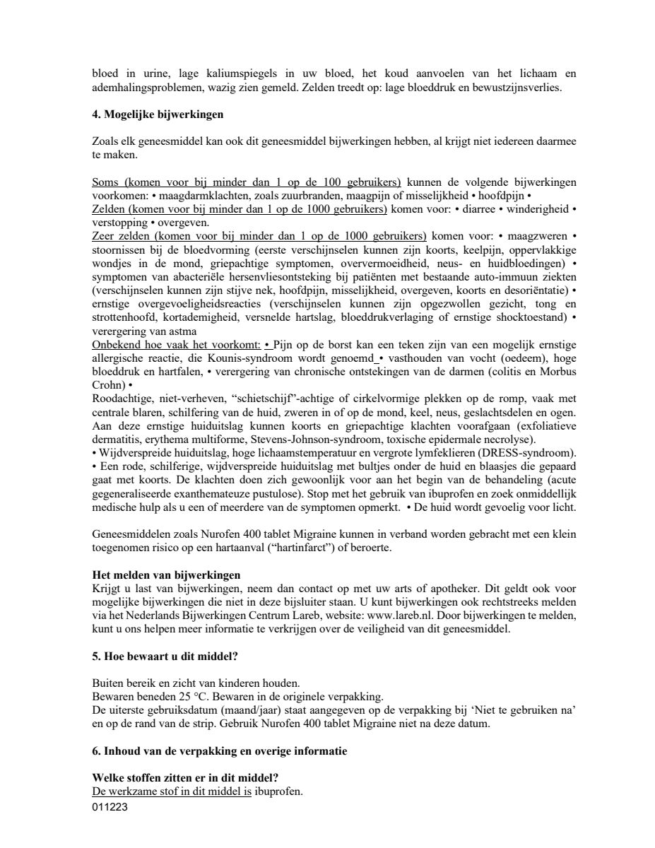 Migraine 400mg Tabletten afbeelding van document #5, leaflet