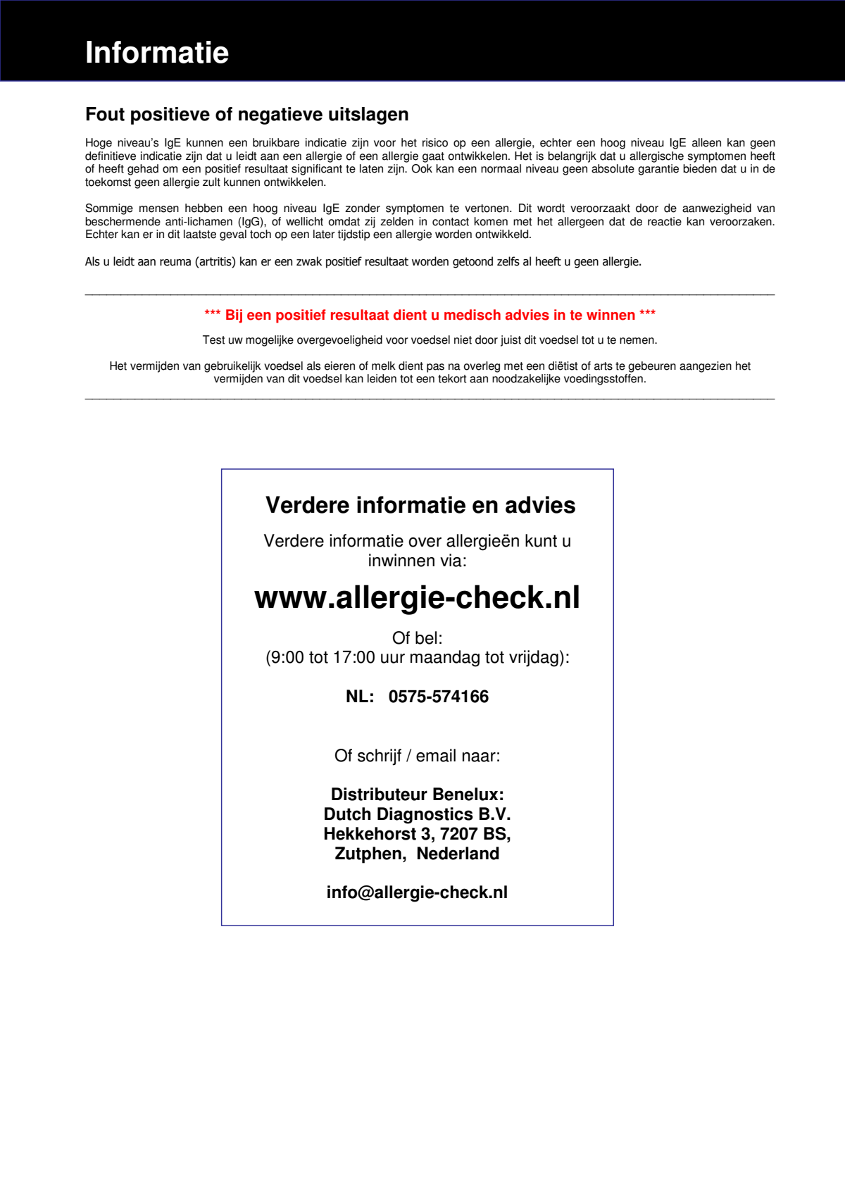 Allergie Check Melk afbeelding van document #3, instructions