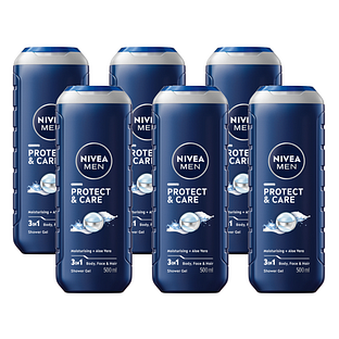 Nivea Men - Protect &amp; Care 3-in-1 Shower Gel Voordeelverpakking 6x500ML