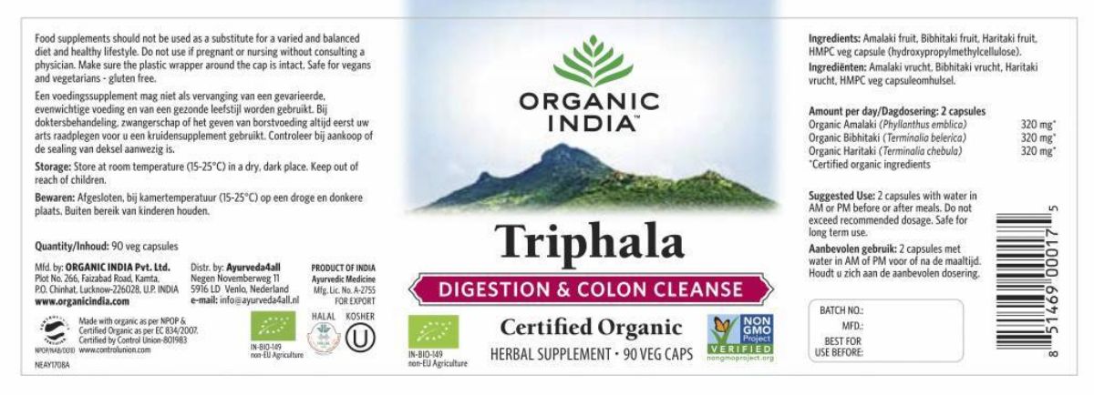 Triphala Capsules afbeelding van document #1, label
