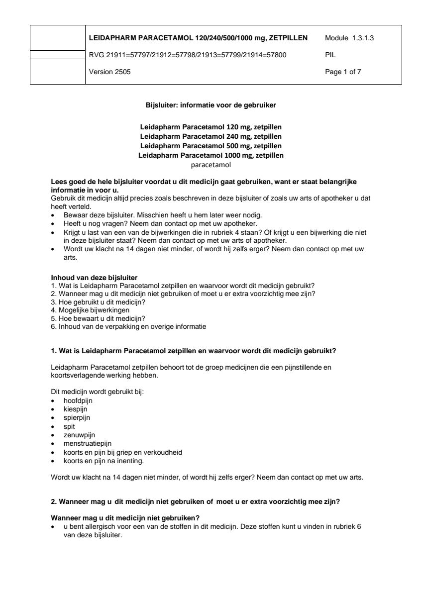 Paracetamol Zetpil 500mg afbeelding van document #1, leaflet