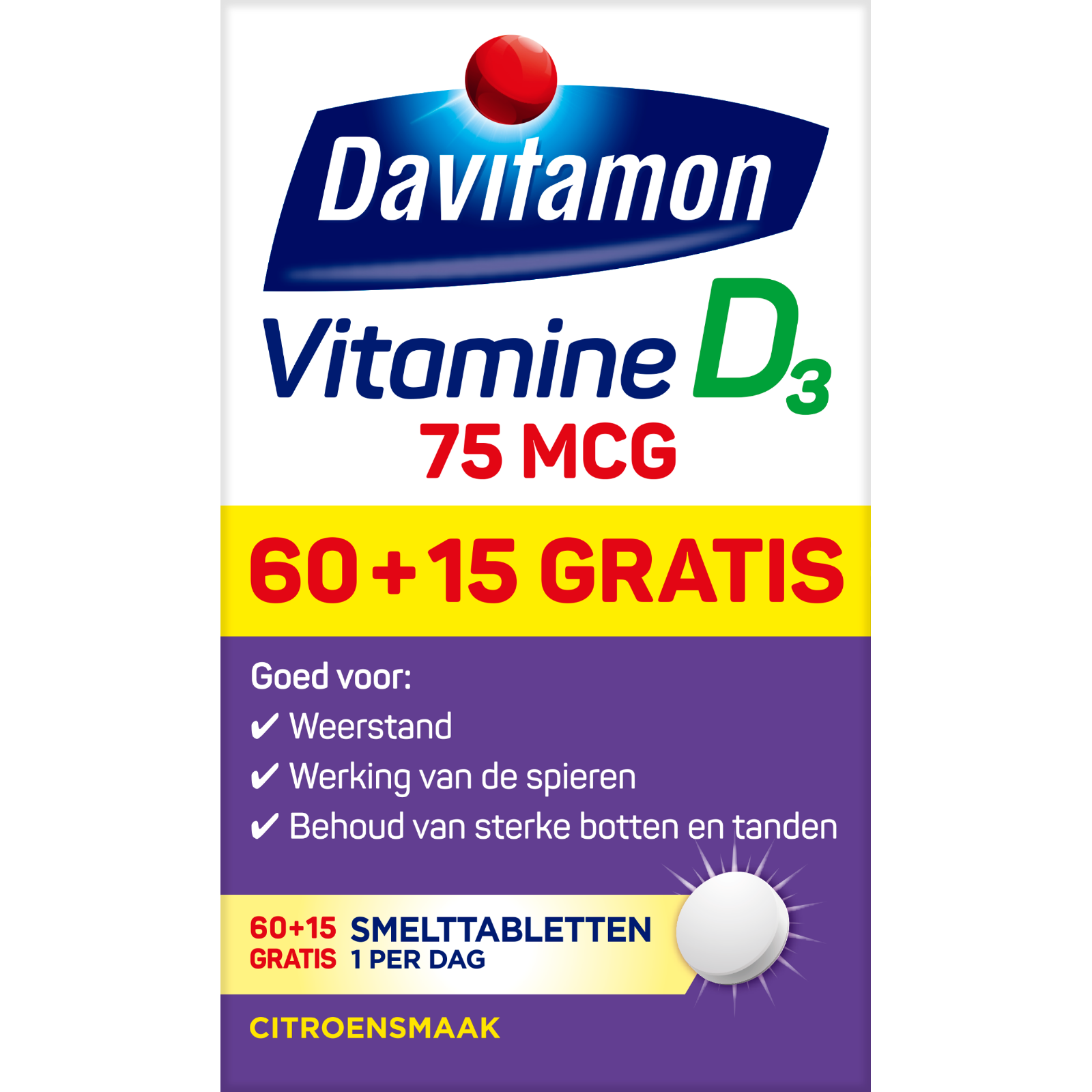 Davitamon Vitamine D3 75mcg Smelttabletten