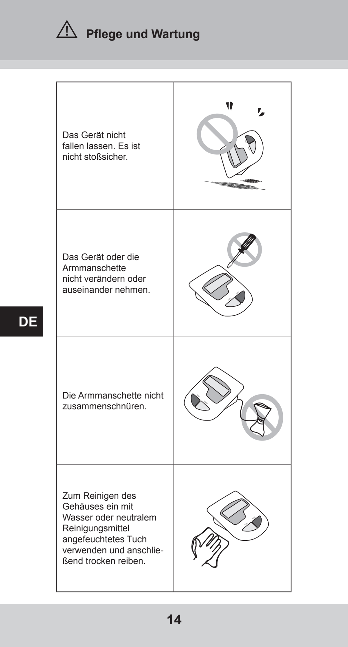Bovenarm Bloeddrukmeter Desktop afbeelding van document #14, instructions