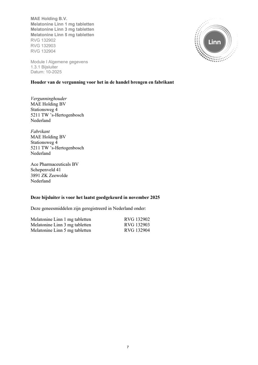 Melatonine 3mg Tabletten afbeelding van document #7, leaflet
