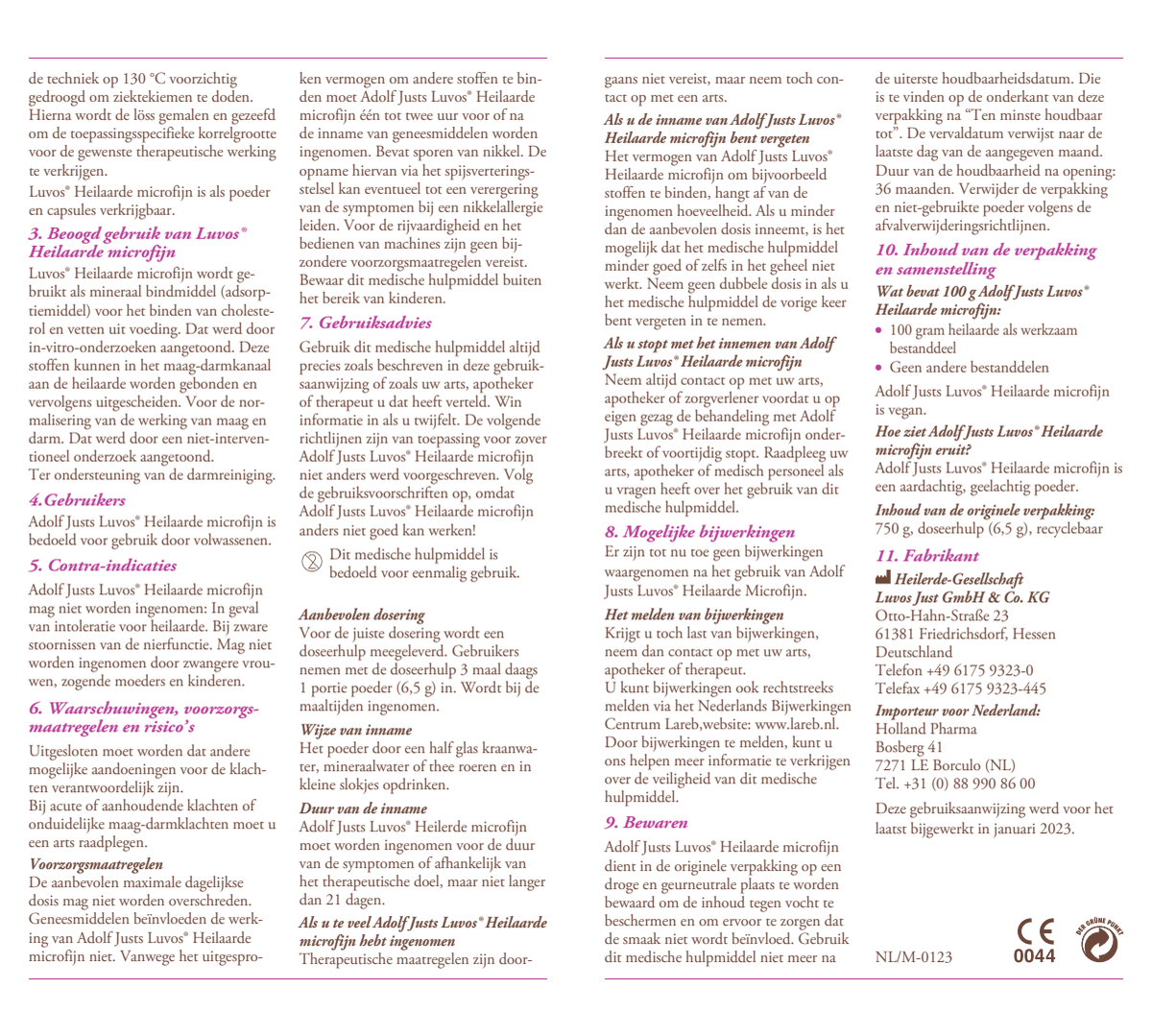 Heilaarde Cholesterol Microfijn Poeder afbeelding van document #2, instructions