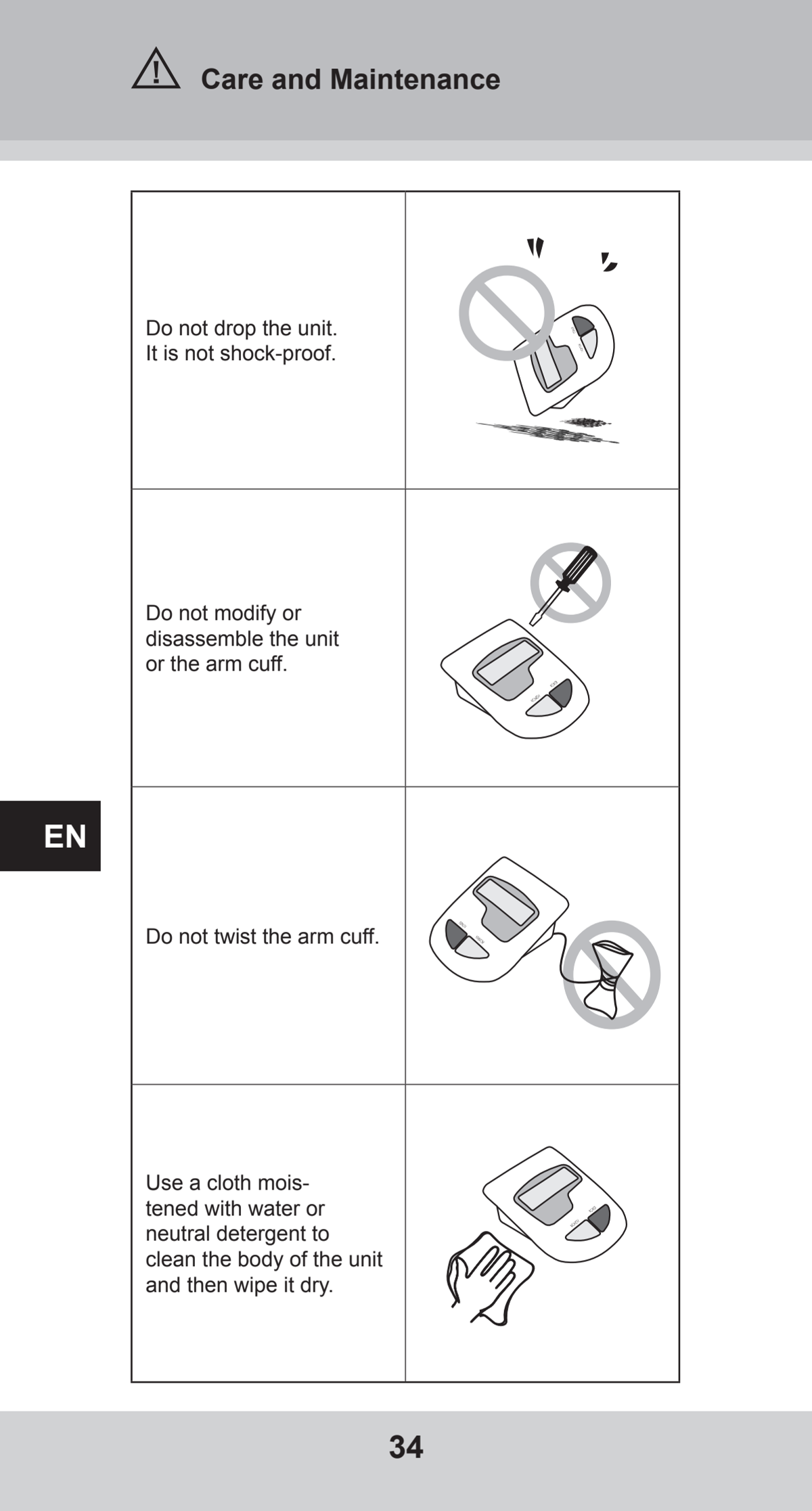 Bovenarm Bloeddrukmeter Desktop afbeelding van document #34, instructions