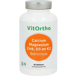 VitOrtho Calcium Magnesium Zink, D3 en K2 Tabletten 60TB