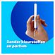 Tampax Super Plus Tampons Met Kartonnen Inbrenghuls 20ST Blauwe achtergrond, handmodel met tampon