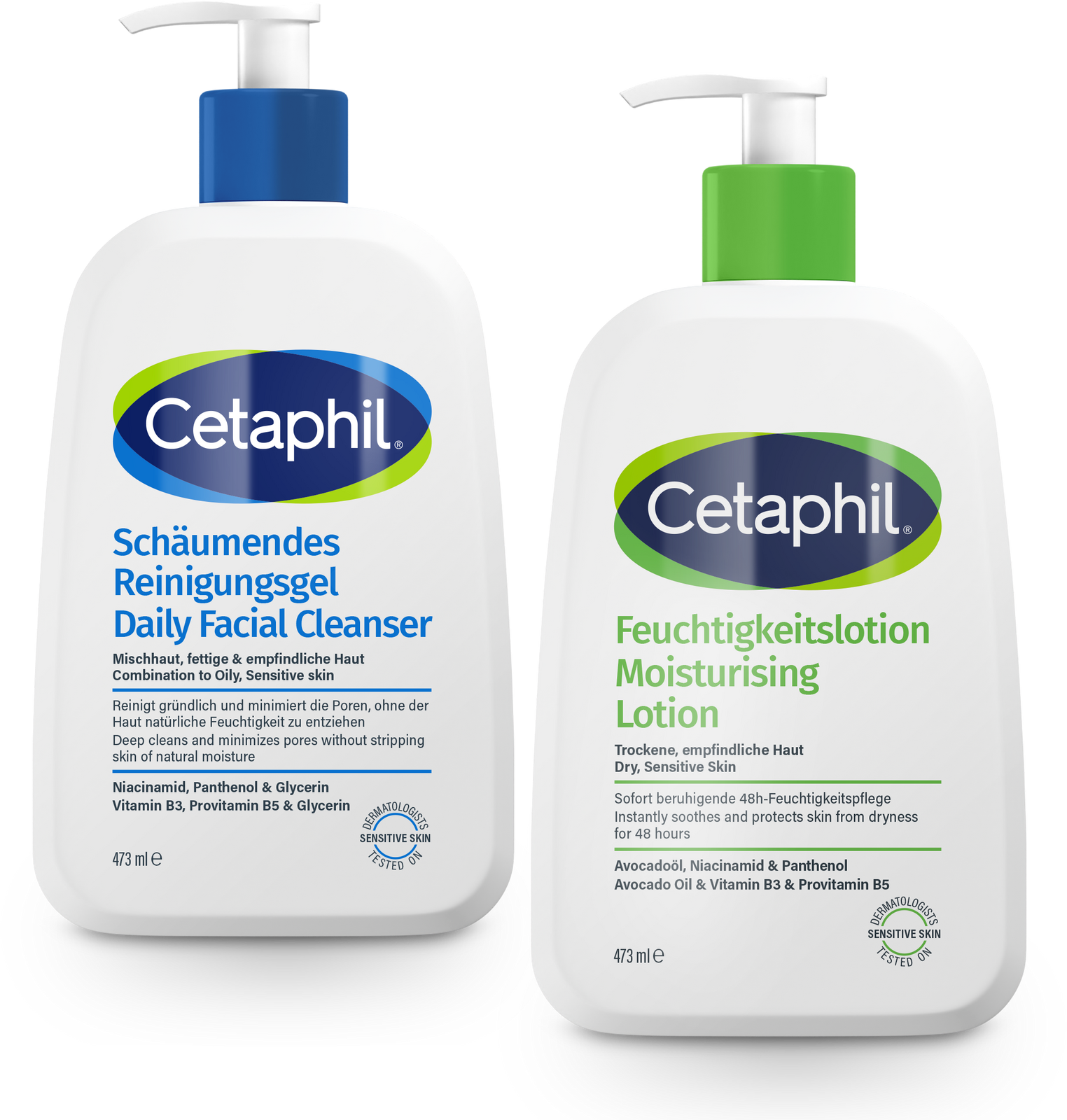 Cetaphil Moisturizing Lotion 473ML + Daily Facial Cleanser 470ML Combi
