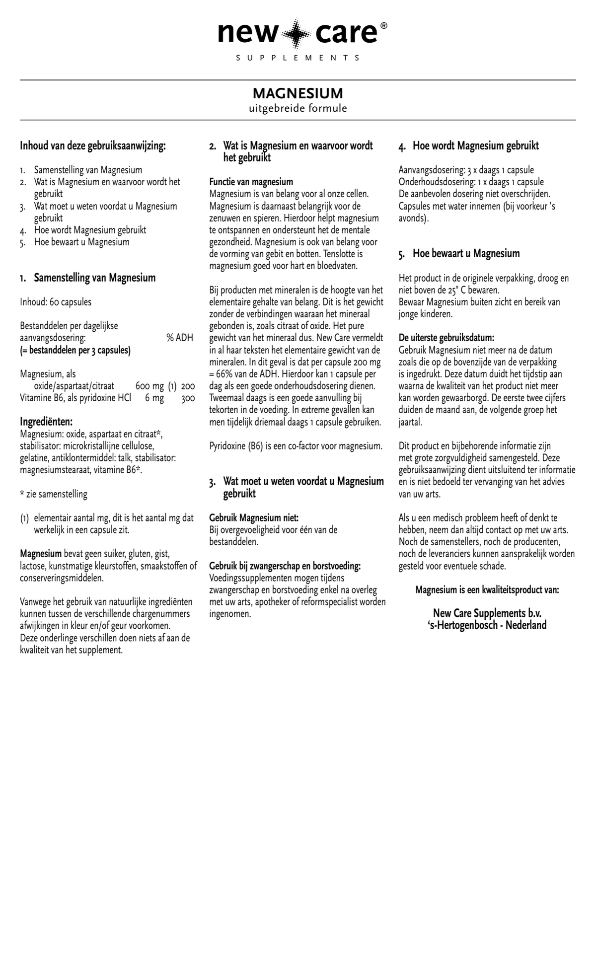 Magnesium Capsules afbeelding van document #1, instructions