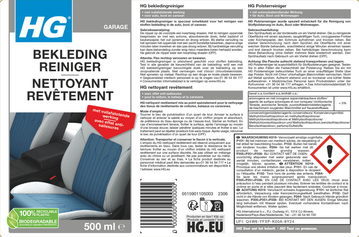 Bekleding Reiniger afbeelding van document #1, label
