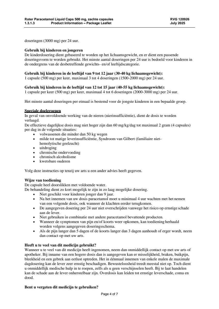 Paracetamol 500mg Liquid Caps afbeelding van document #4, leaflet