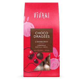 Vivani Choco Dragées Cranberry 75GR