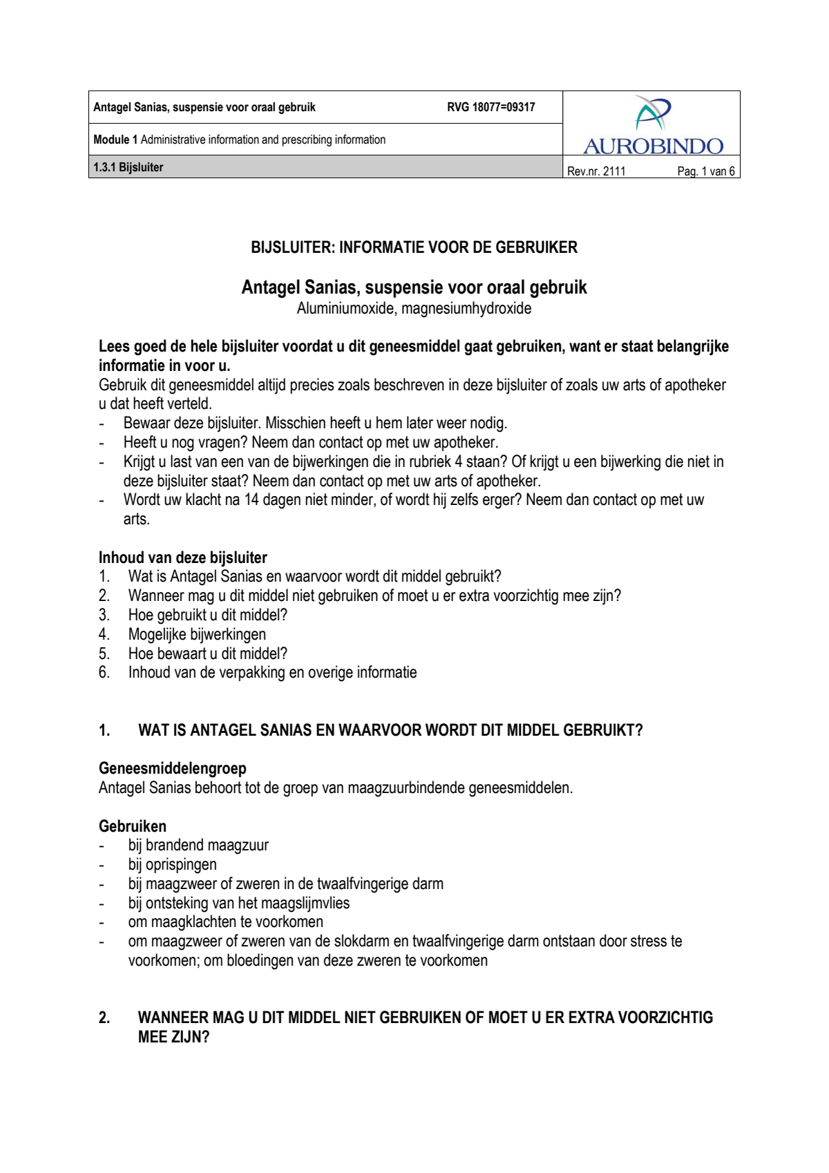 Antagel Sanias Suspensie afbeelding van document #1, leaflet