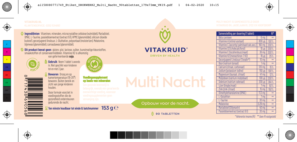 Multi Nacht HD 100% Vegan Tabletten afbeelding van document #1, label