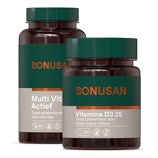 Bonusan Multi Vital Forte Actief + Bonusan Vitamine D3 25 - Combiset 2 Stuks