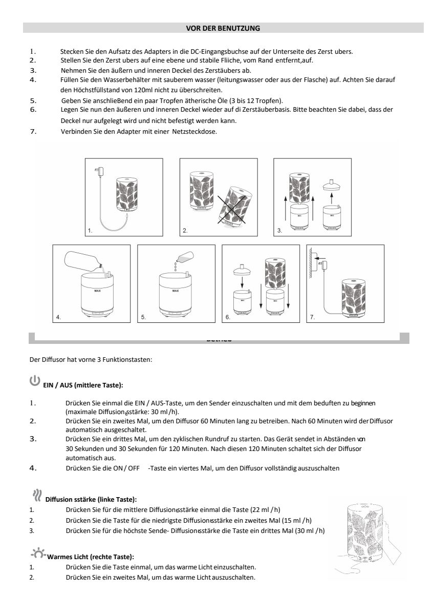 Leaves Aroma Diffuser afbeelding van document #12, instructions