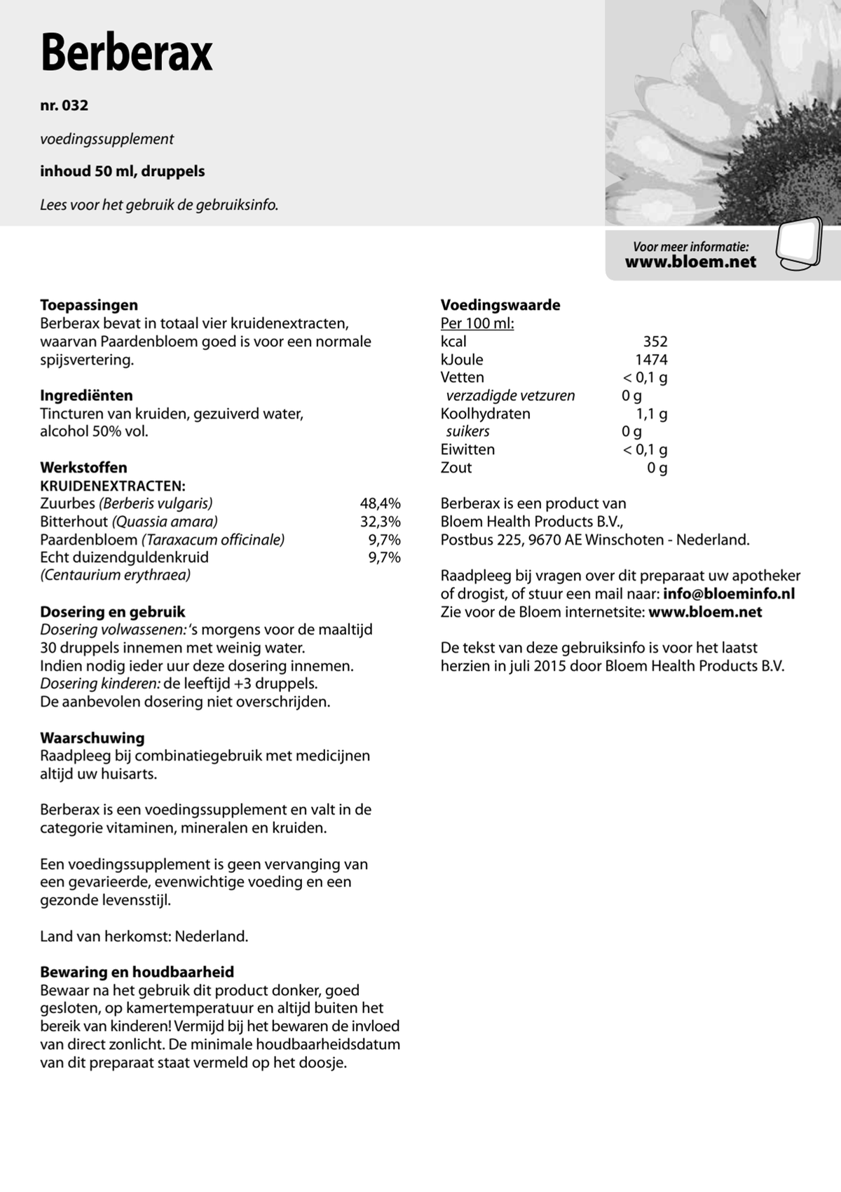 Berberax Druppels afbeelding van document #1, instructions