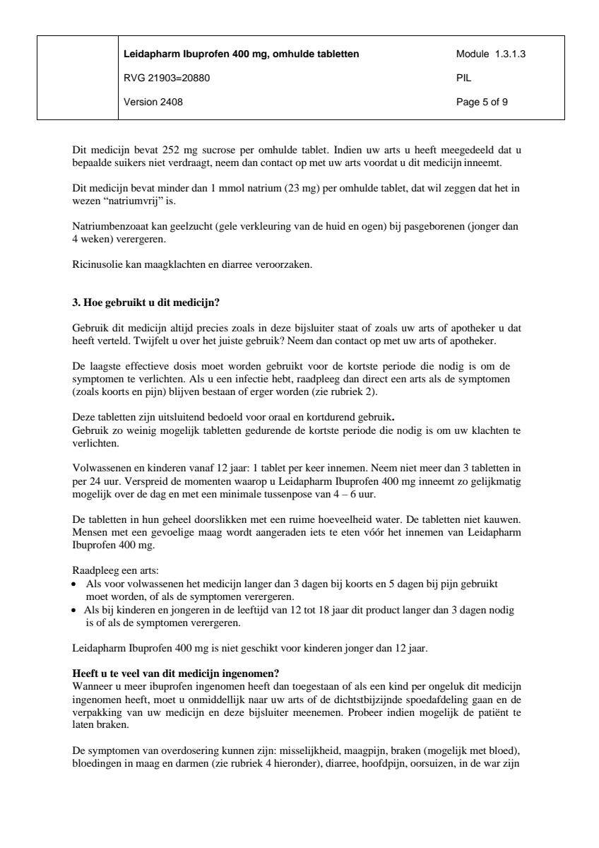 Ibuprofen 400mg Tabletten afbeelding van document #5, leaflet