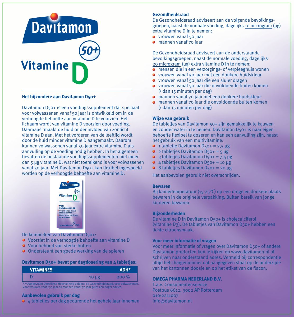 Vitamine D 50+ Tabletten afbeelding van document #1, instructions