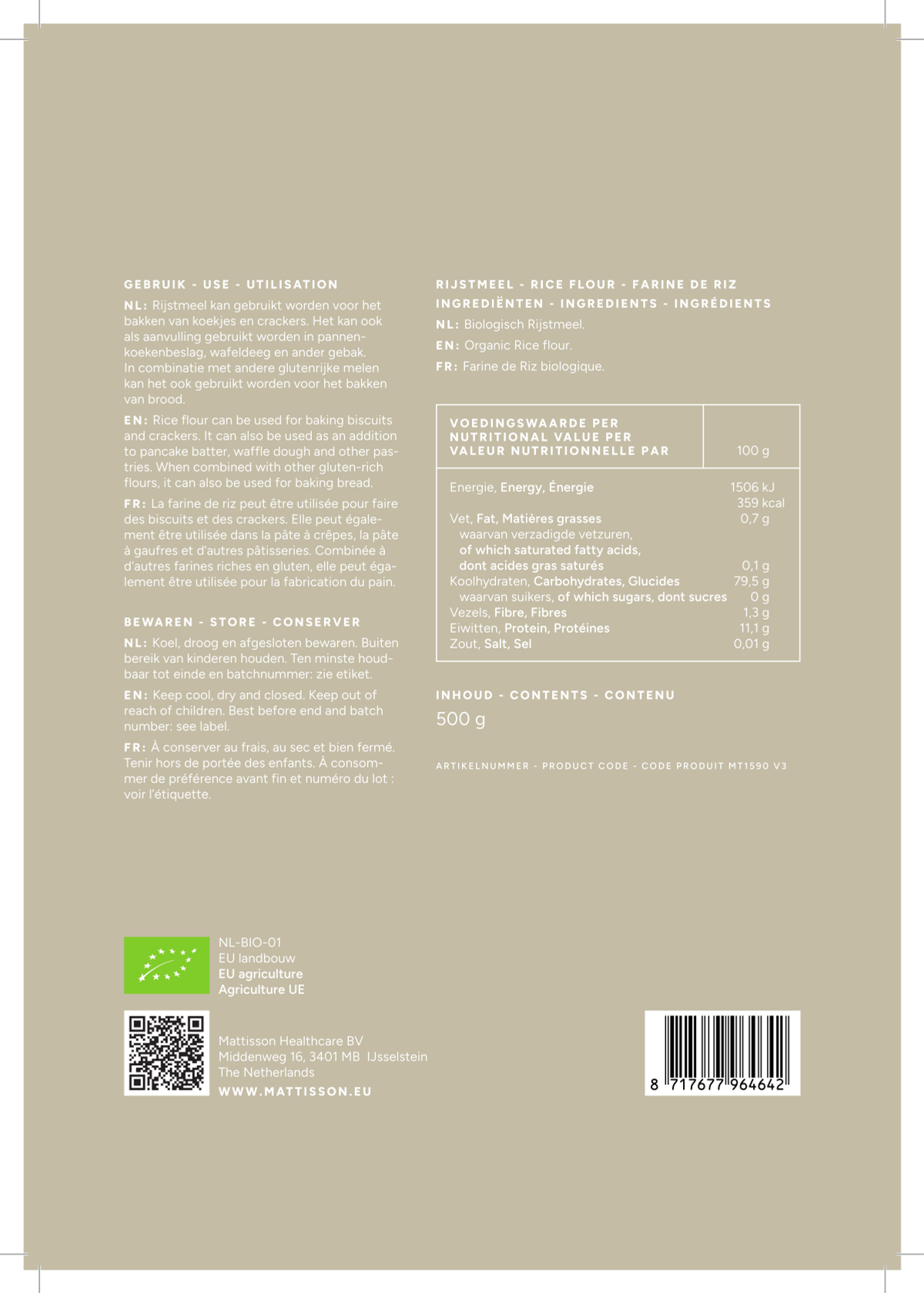 Biologische Rijstmeel afbeelding van document #1, label