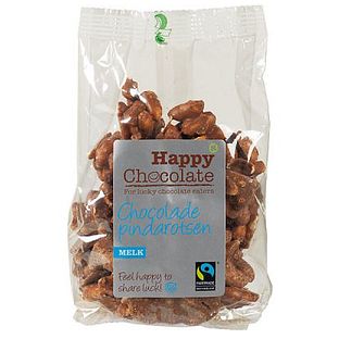 Happy Chocolate Chocolade Pindarotsen Melk 150GR Happy Chocolate Chocolade Pindarotsen Melk 150GR