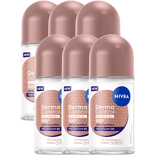 Nivea Derma Control Clinical 100H Ultra Comfort Anti-transpirant Roller Multiverpakking 6x50ML