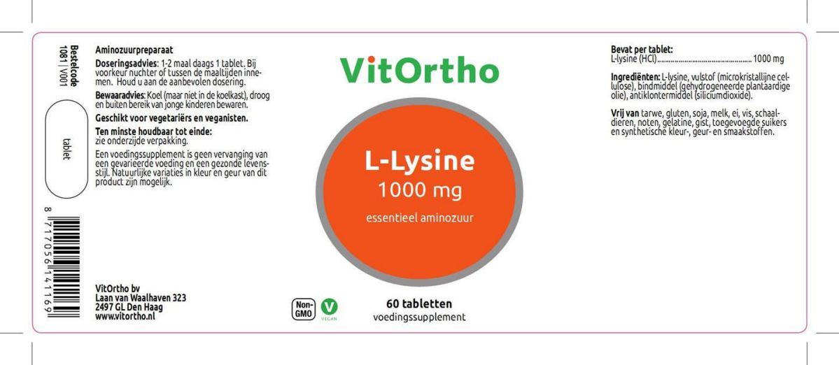 L-Lysine 1000 mg Tabletten afbeelding van document #1, label