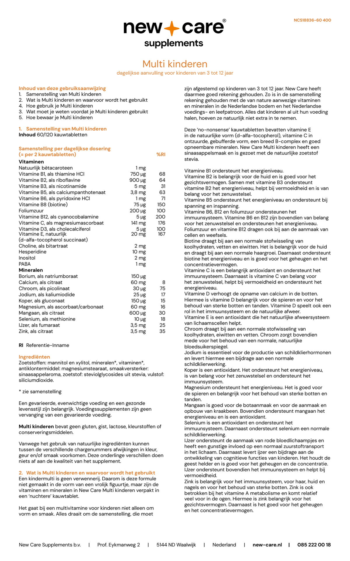 Multi Kinderen Kauwtabletten afbeelding van document #1, instructions